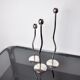 Trio of silver metal candle holders by Mesa, Italy, 1980