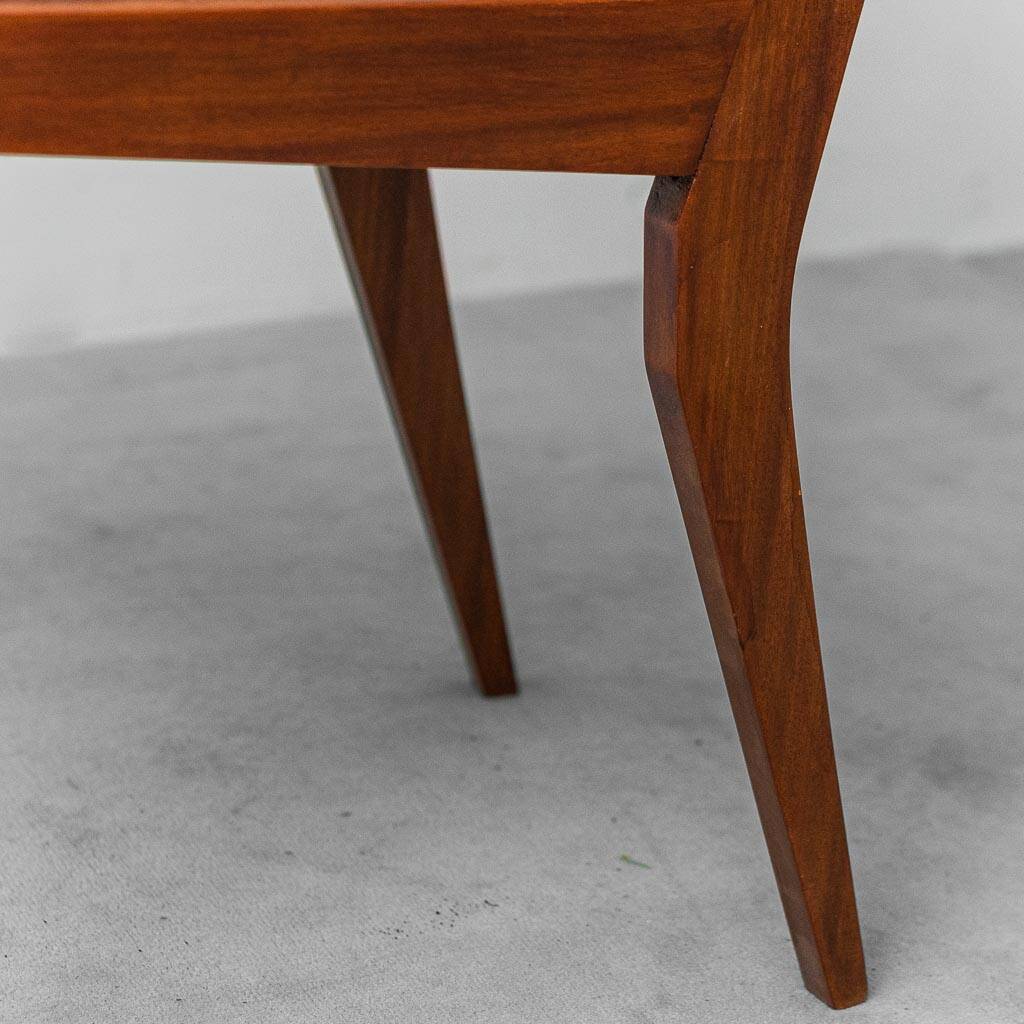 Pair of mahogany chairs with corduroy velvet, 1950s vintage modernism