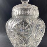 Covered pot and bohemian cut crystal jar