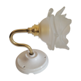 Brass flower and frosted glass sconce