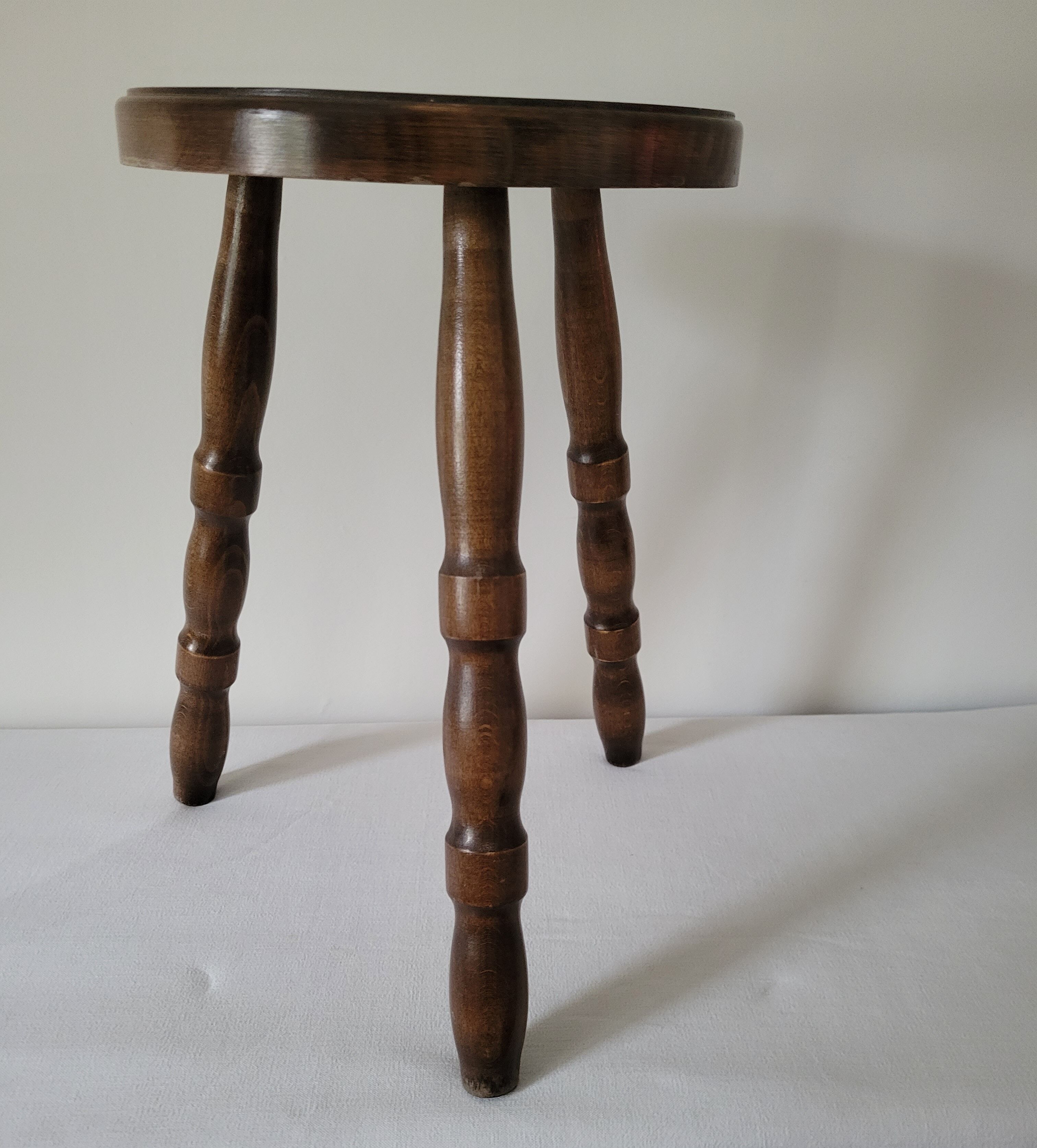 Brutalist stool in turned wood