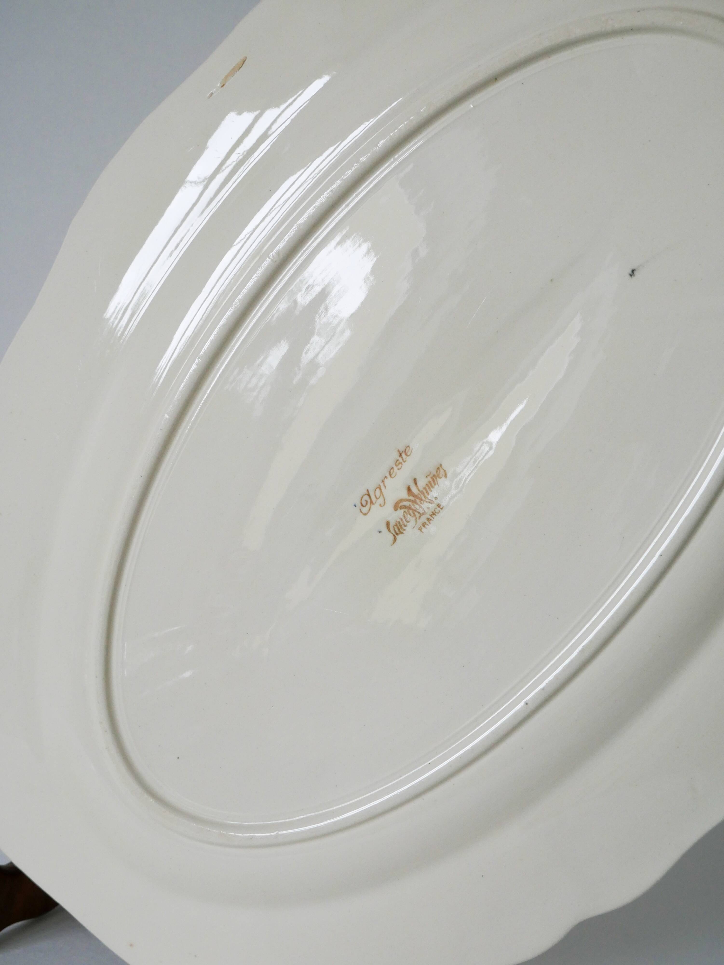 large oval dish Digoin Sarreguemines model Agreste, 1960