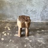 Brutalist stool in upcycled solid blond teak H:40 D:32