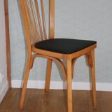4 BAUMANN N°12 chairs in black skai and light beech