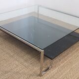 Coffee table marble chrome and glass 80
