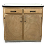 Vintage 60's sideboard in raw wood and blue formica