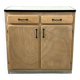 Buffet vintage 60's bois brut et formica bleu