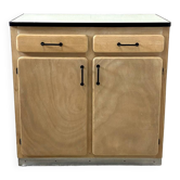 Vintage 60's sideboard in raw wood and blue formica