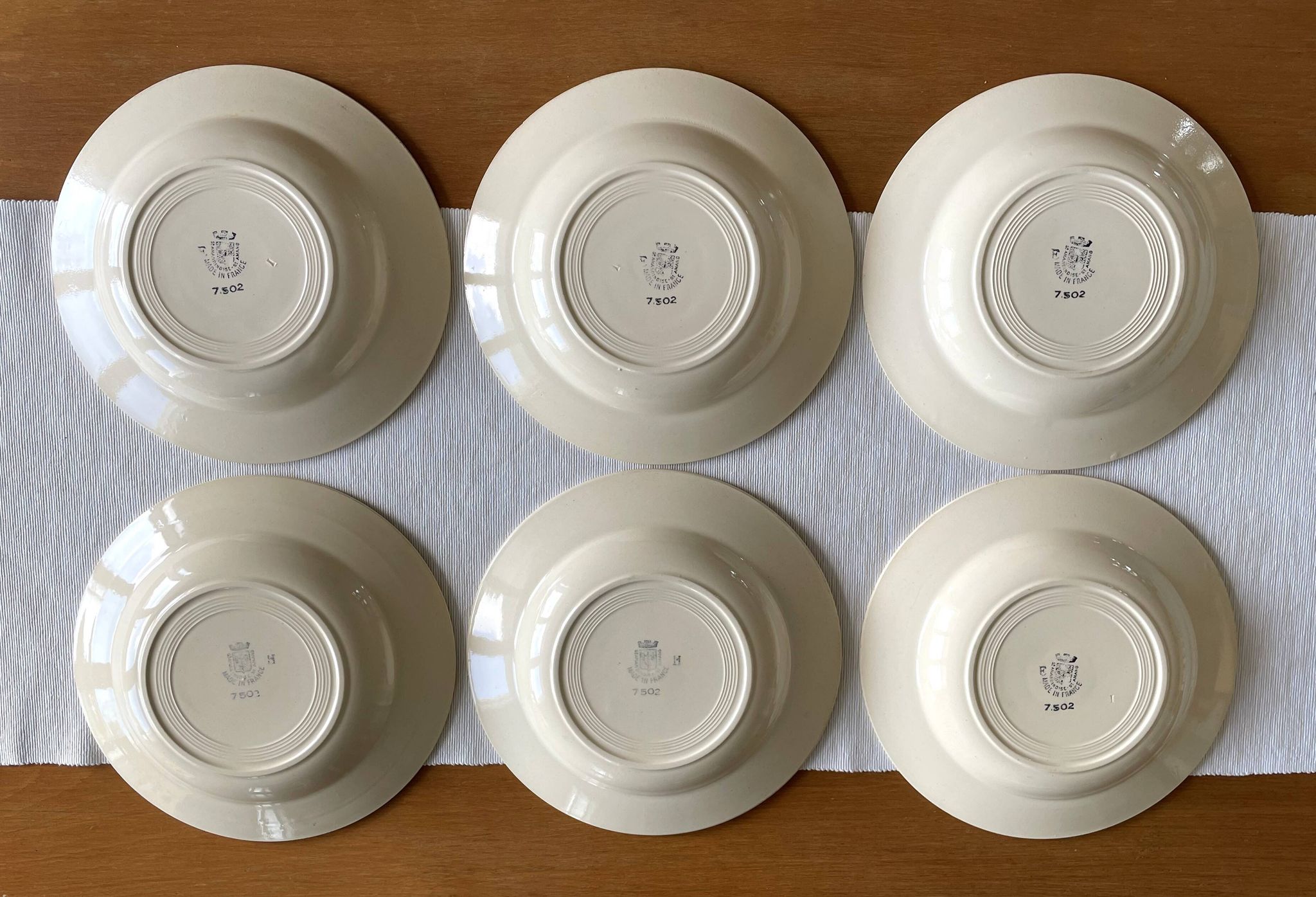 6 antique deep plates in earthenware from Saint-Amand (Nord)