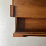 Side table, bedside table in elm wood, Maison Regain 1960