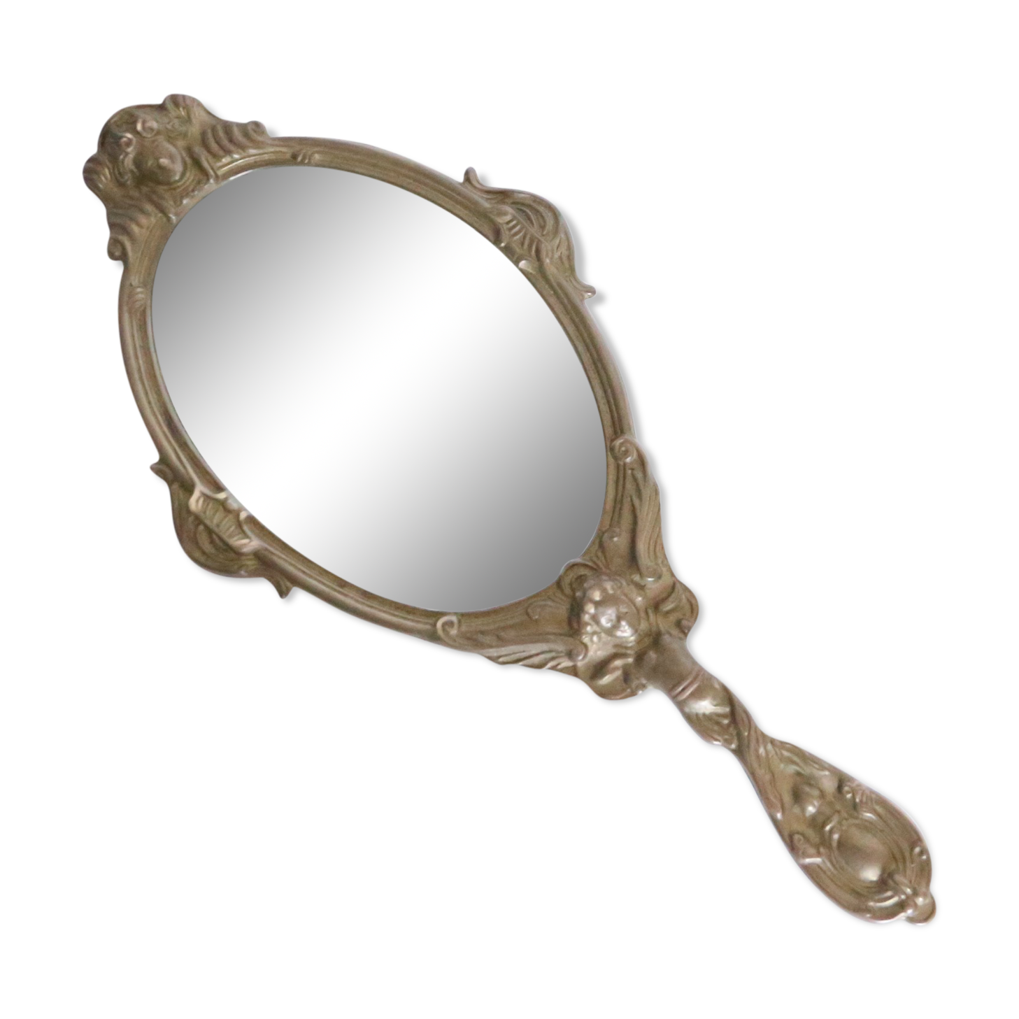 Brass hand mirror
