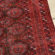 Vintage Uzbek Handmade Bukhara Rug, 4.5' x 5.10' (137cm x 181cm), 1960s