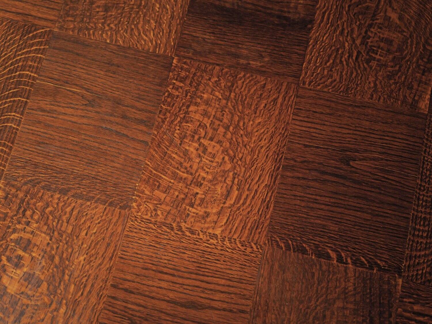 Modernist oak table with a checkerboard top, France, circa 1940.