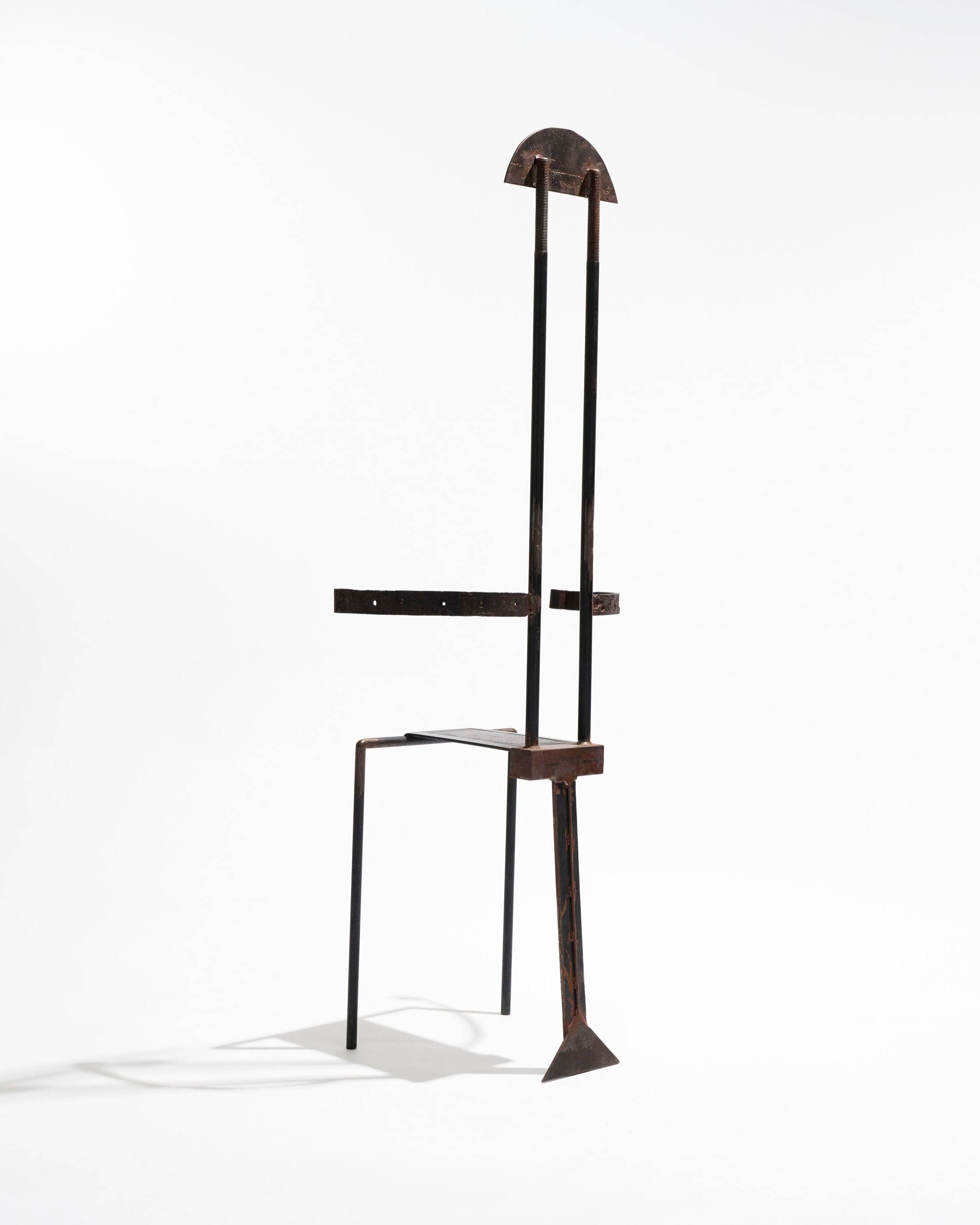 Sculptural steel chair, 1980s