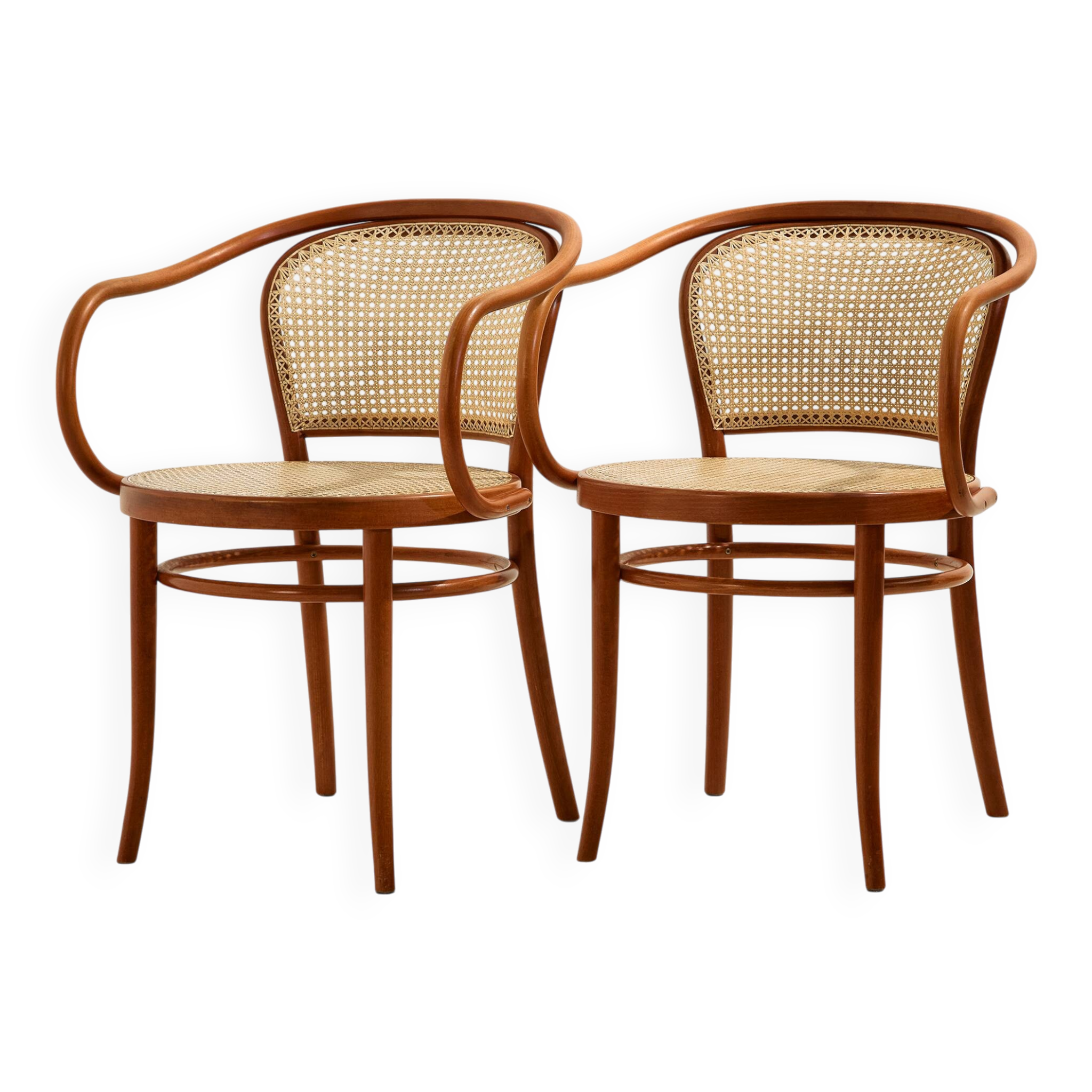 Fauteuil en hêtre et rotin
