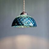 Blue glass églomisé pendant light, 1920s