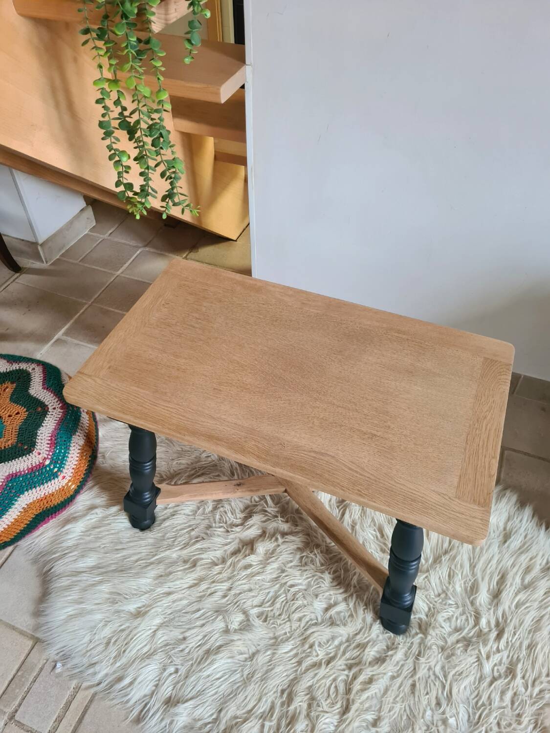 Vintage coffee table in raw oak and black