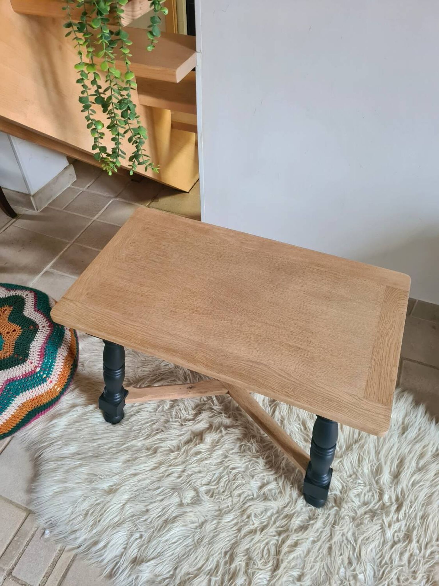 Vintage coffee table in raw oak and black