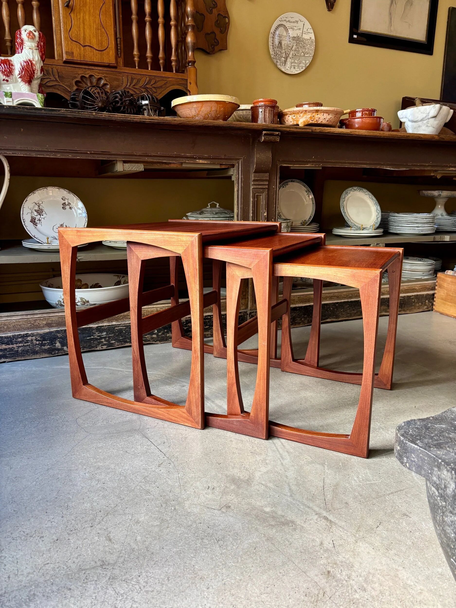 3 nesting coffee tables GPLAN model Quadrille in teak