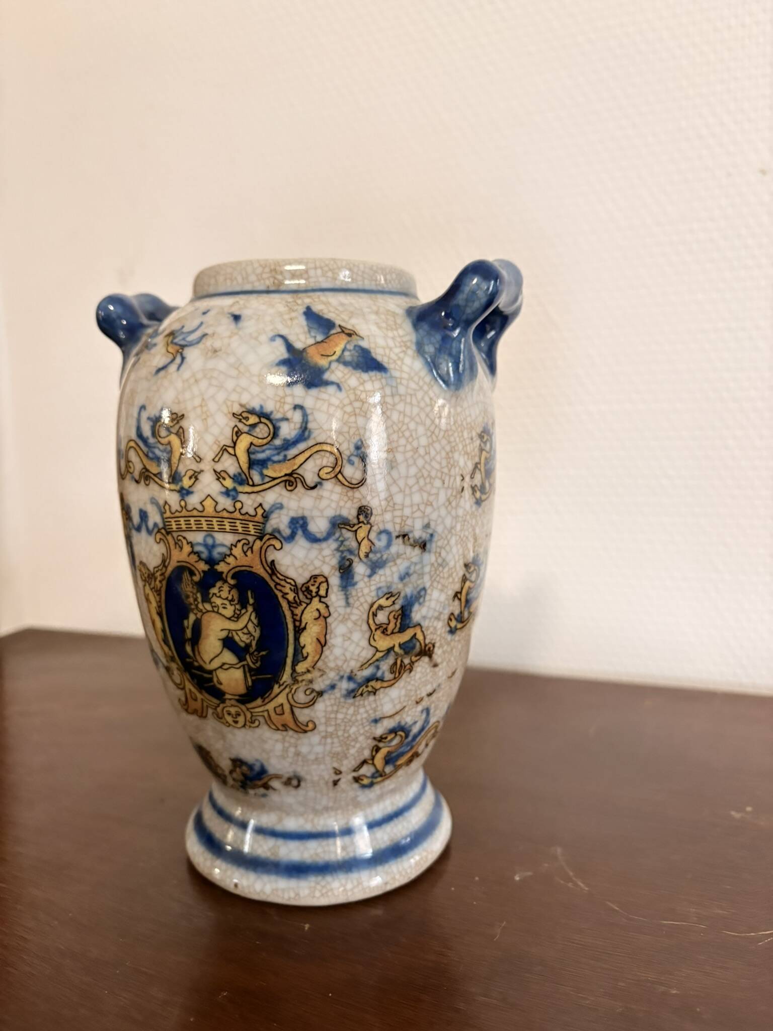 Ancient Vase Pot Decor Angel Cherub Renaissance Style Gien