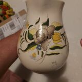Moustiers style floral motif earthenware pitcher signed