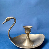 Brass swan candle holder