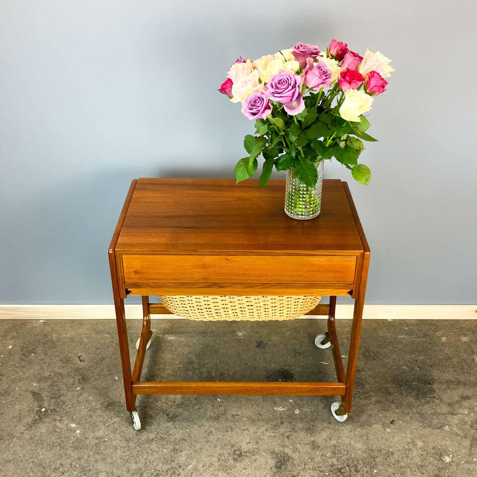 Rollable sewing box by BR Gelsted Denmark, teak, vintage from the 60s