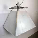 Large Silver Industrial Factory Pebdant Lamp, 1970s