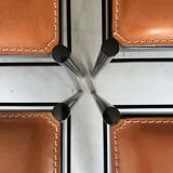 Set of 4 designer chairs in metal and cognac leather by Arrben Italy