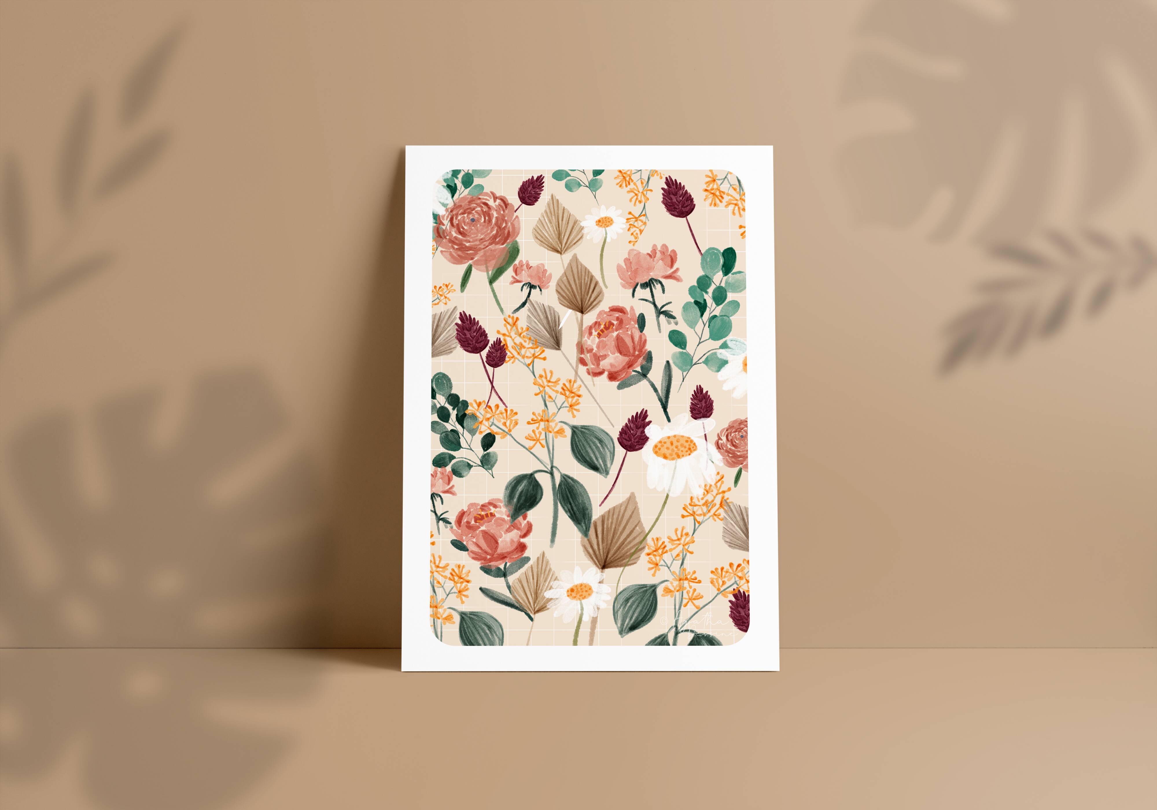 illustration "August Flowers" A4