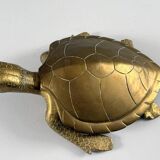 Hollywood Regency, brass turtle sculpture/box, France, 1970s