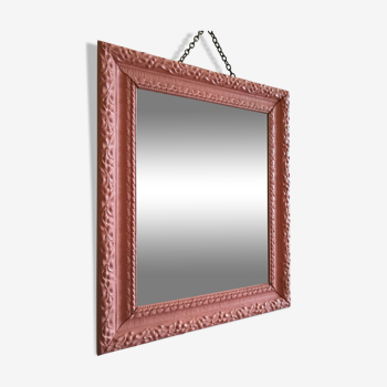 Old wood mirror painted in old pink 28x35cm