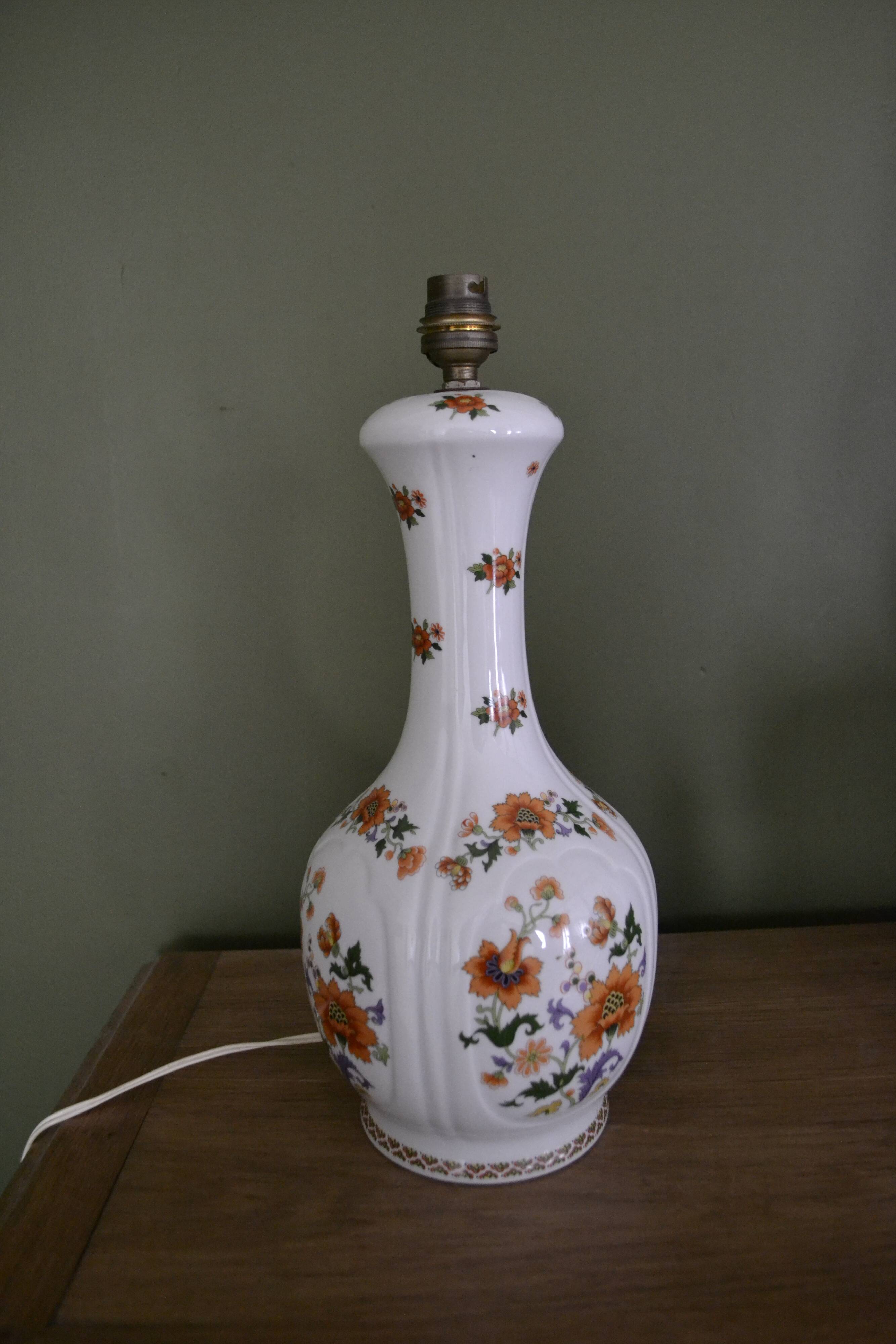 Orange flower porcelain lamp