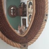 Vintage rope mirror, attributed to Adrien Audoux and Frida Minet, 1950s design.