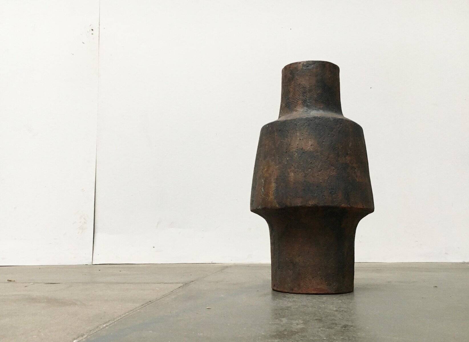 Brutalist ceramic vase in German mid-century style by Gerhard Liebenthron, 1969.