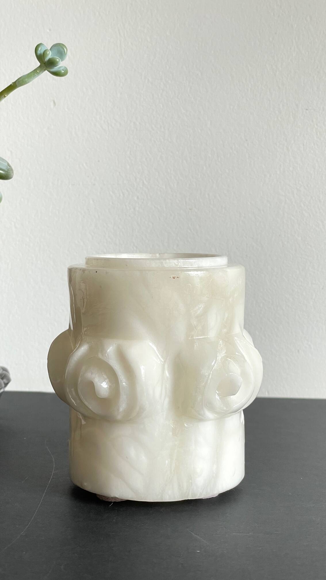 Vintage alabaster stone pencil pot