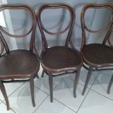 Suite of 3 chairs bistrot Thonet model heart n 28 around 1900