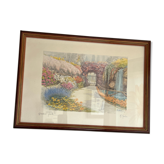 Giordino Fiorito watercolor signed M.Marten