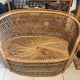 Handmade rattan bench for a bohemian and contemporary decor