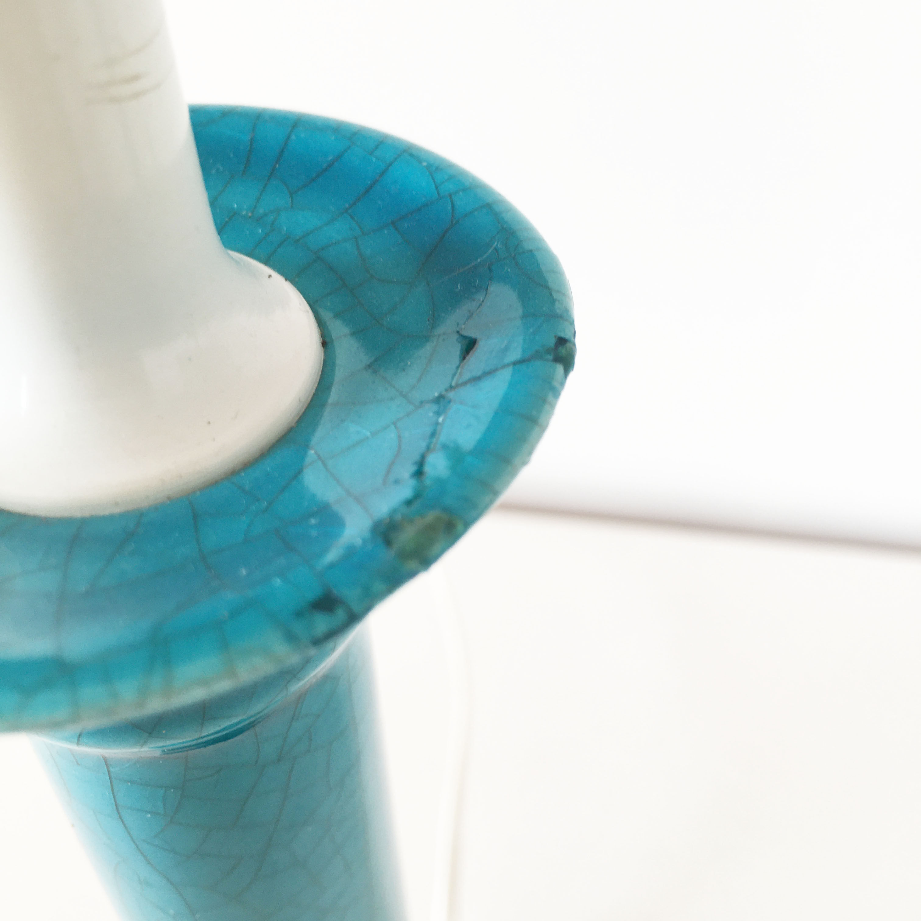 Pair of turquoise ceramic lamps