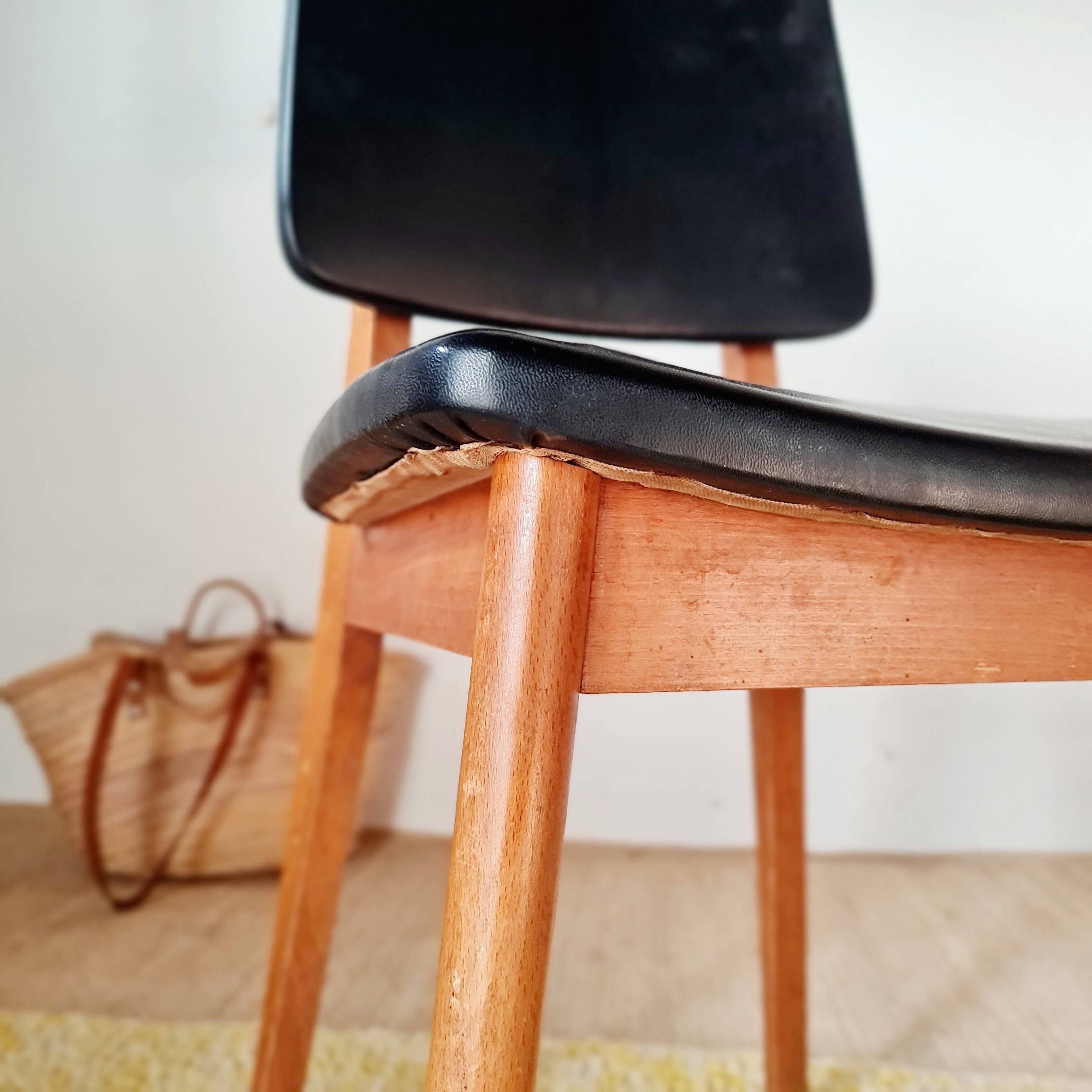 Vintage Scandinavian chair with compass legs.