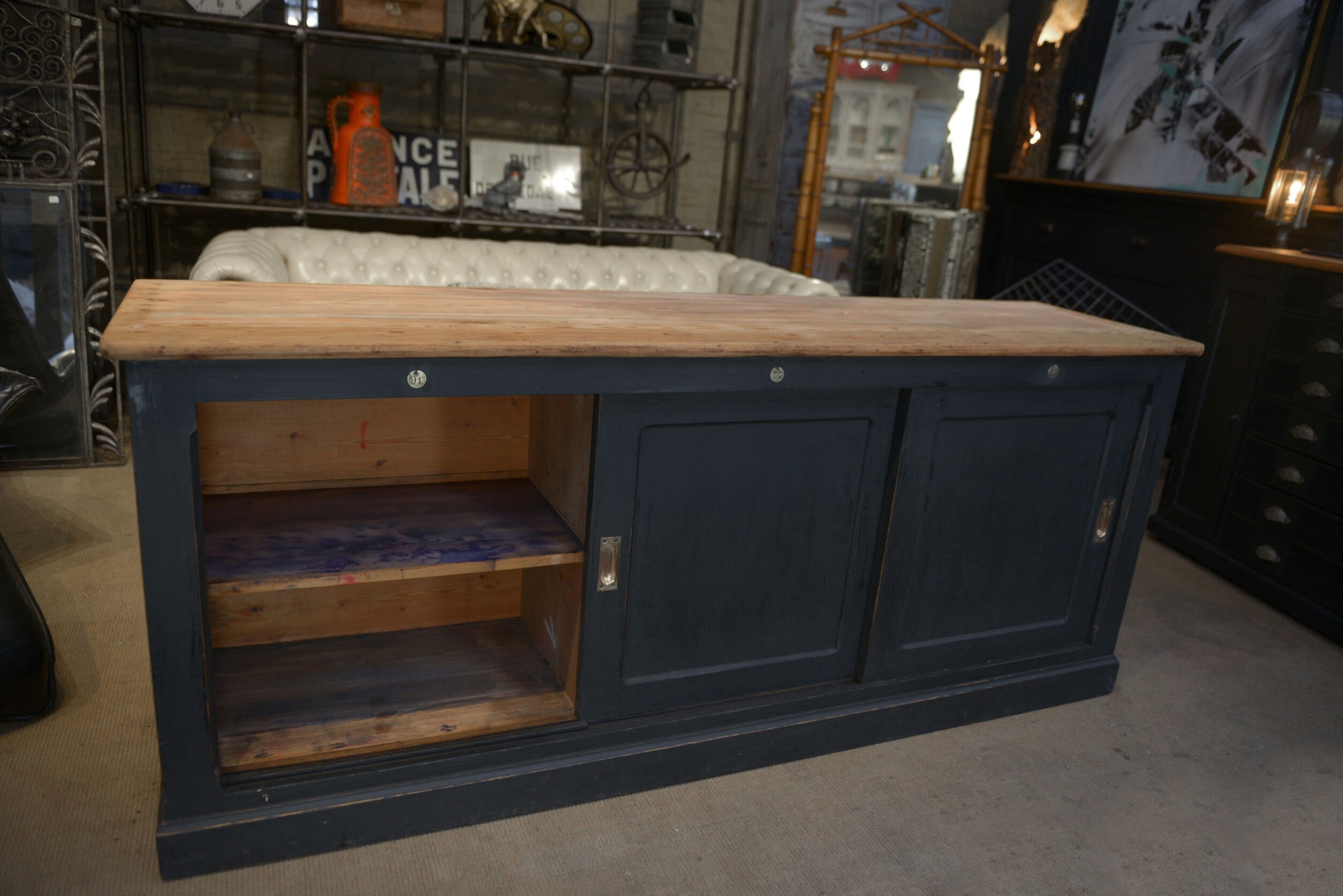 Low cabinet with sliding doors in fir 1930