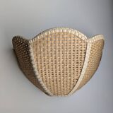 Pair of shell sconces in braided raffia