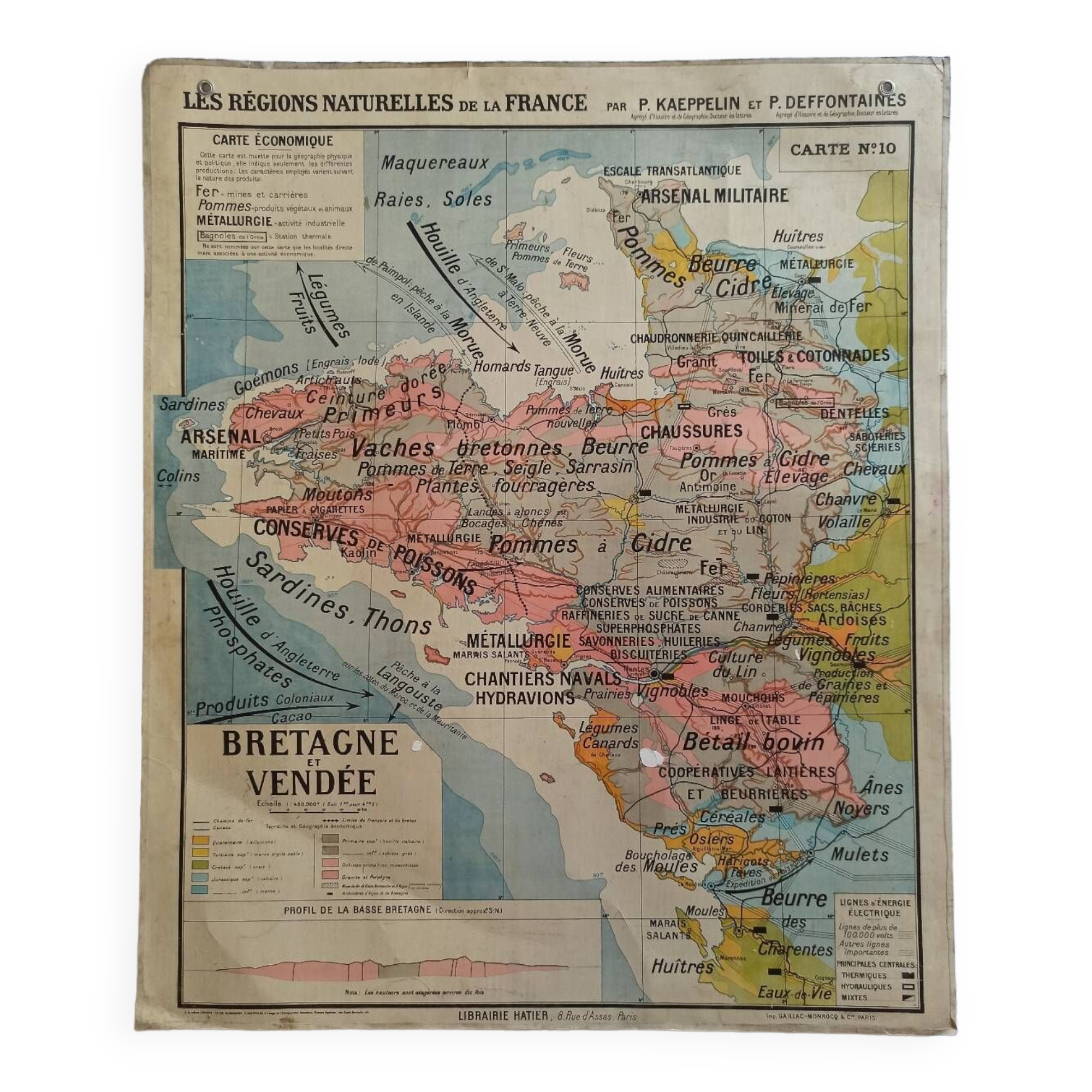Hatier Kaeppelin school map poster n°10 Brittany Vendée