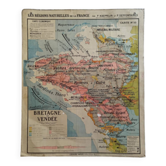 Hatier Kaeppelin school map poster n°10 Brittany Vendée