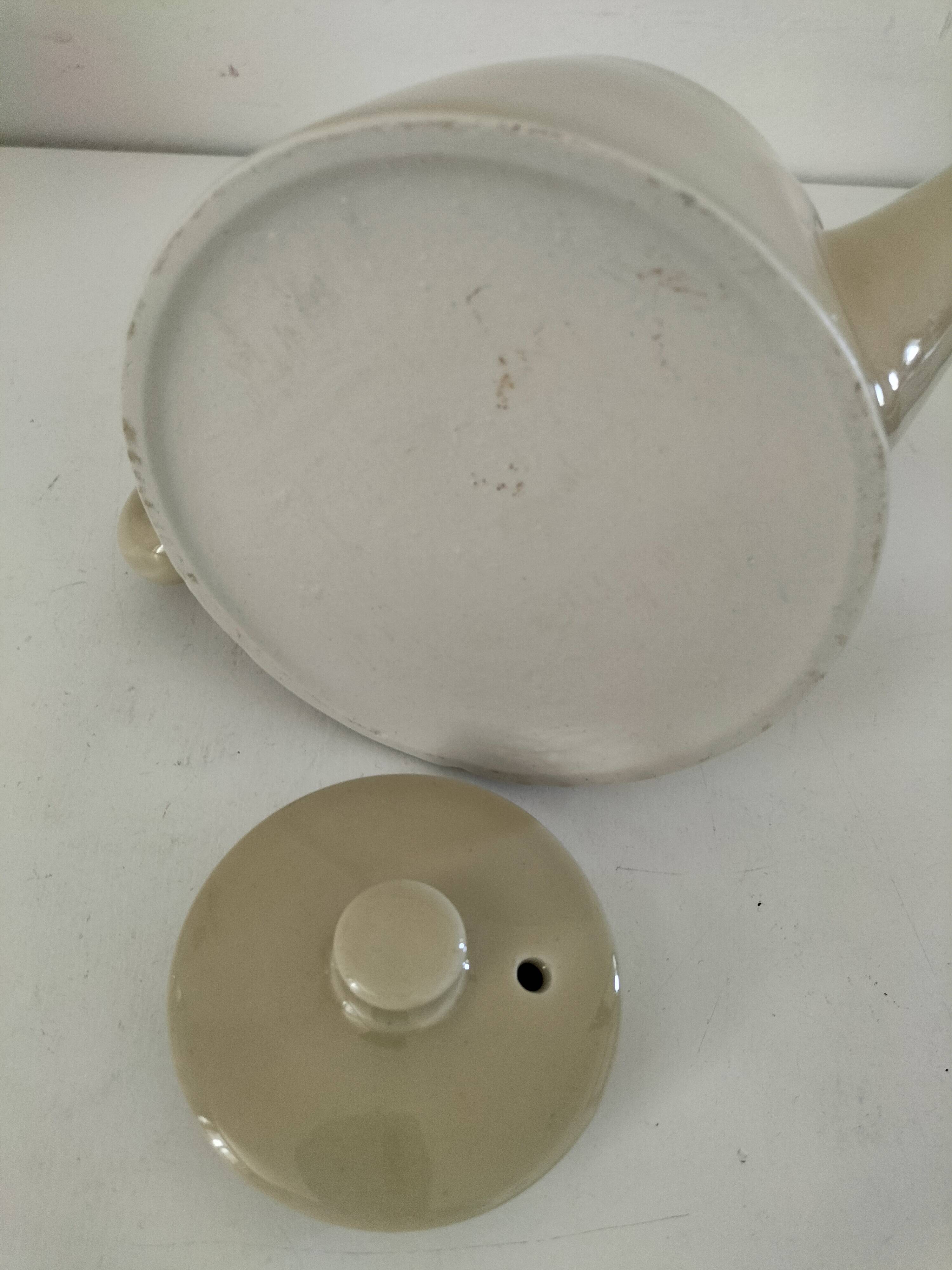 Duo teapot and milk jug in greige ceramic – Vintage bistro style