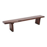 Varnished solid wood bench, mid-20th century
