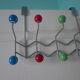 Door hook with 10 hooks-balls, metal and wood, 70s