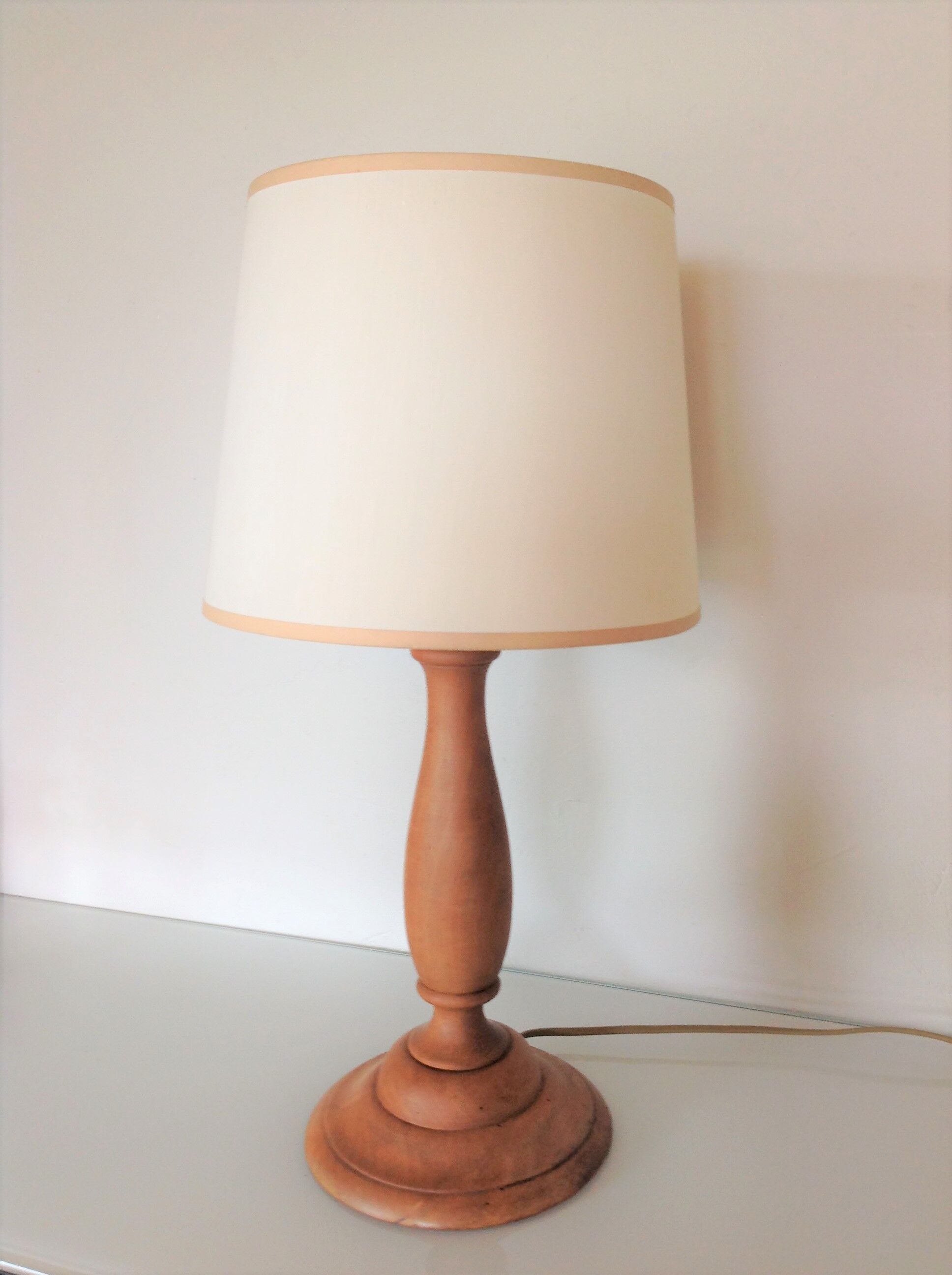 Turned wood lamp vintage 60s-70s