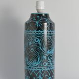 Black and Turquoise Ceramic Table Lamp by Avino Bagni, Italy, 1960s